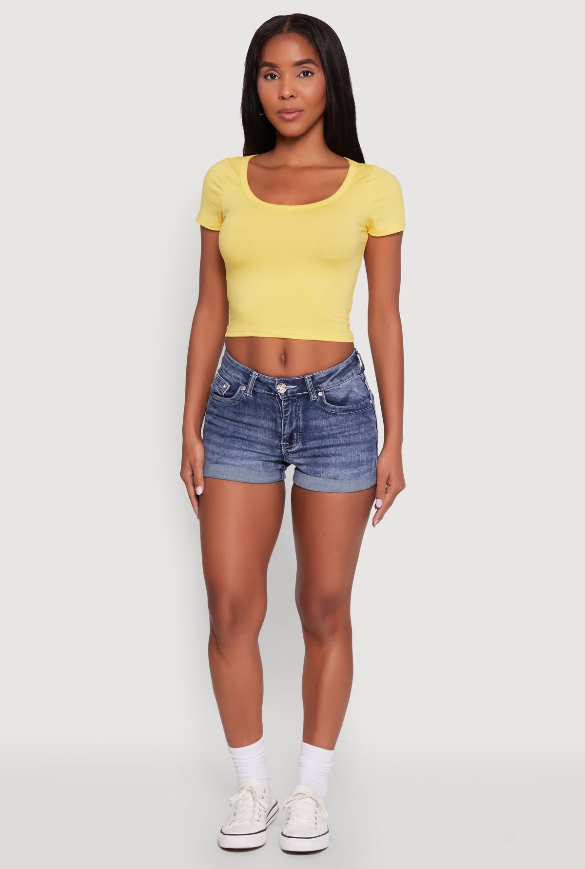 Ambiance Classic Fit Scoop Neck Short Sleeve Cropped Tee