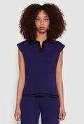 Daisy Contrast Trim Cap Sleeve Blouse