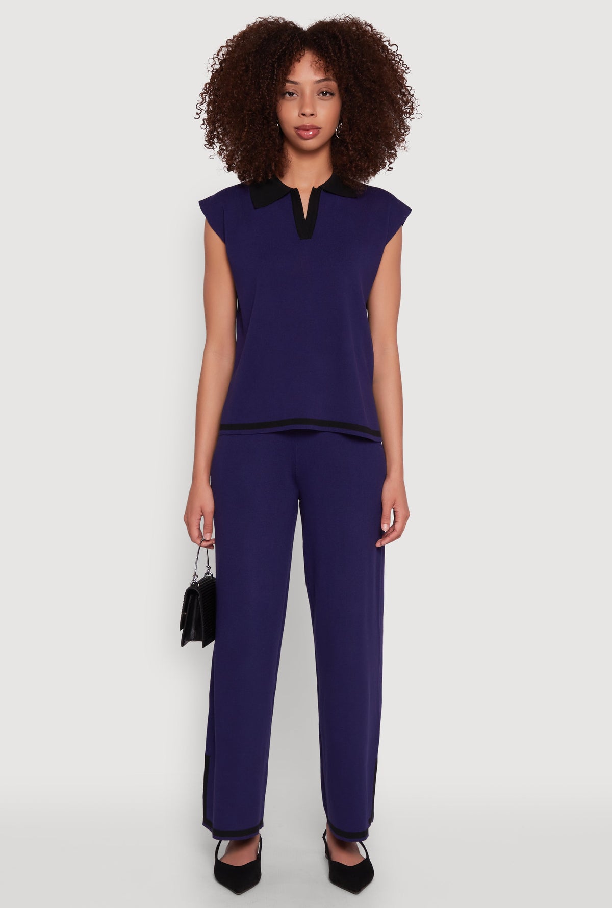 Daisy Contrast Trim Cap Sleeve Blouse