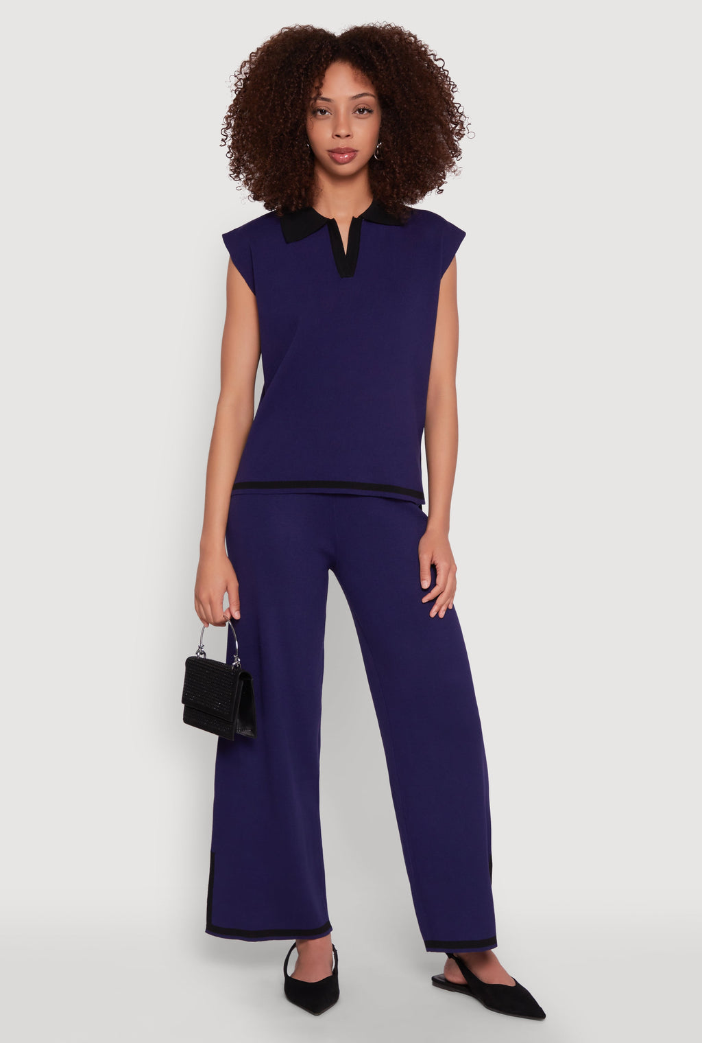 Daisy Contrast Trim Cap Sleeve Blouse