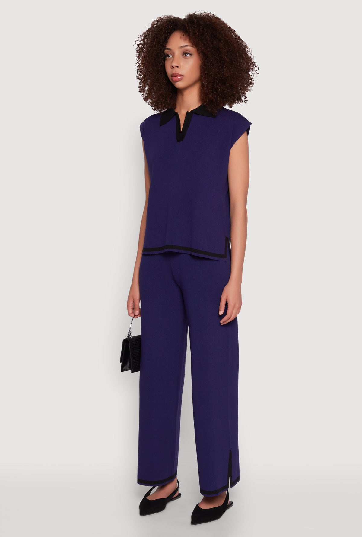 Daisy Contrast Trim Cap Sleeve Blouse