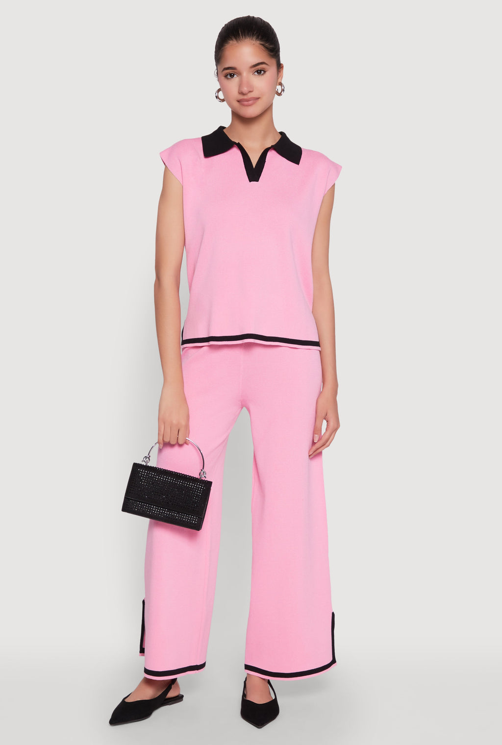 Daisy Contrast Trim Cap Sleeve Blouse