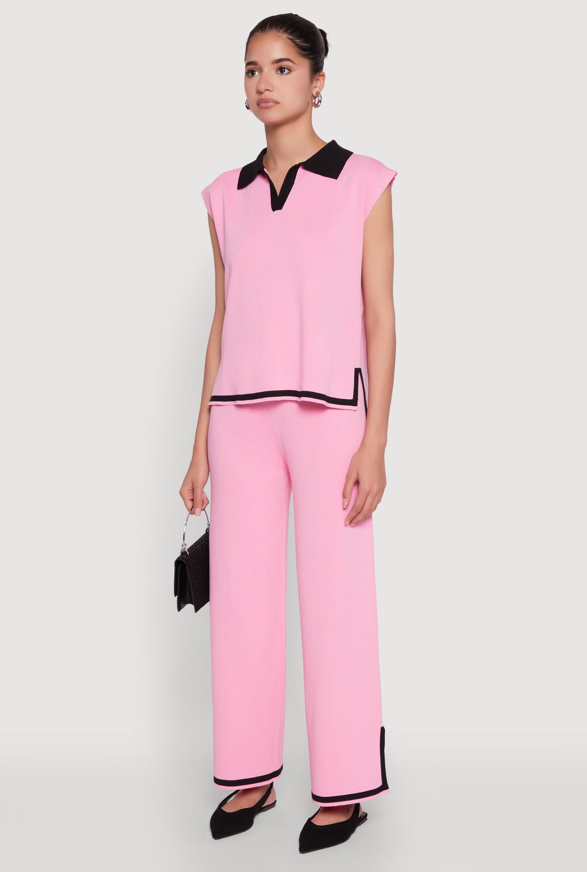Daisy Contrast Trim Cap Sleeve Blouse