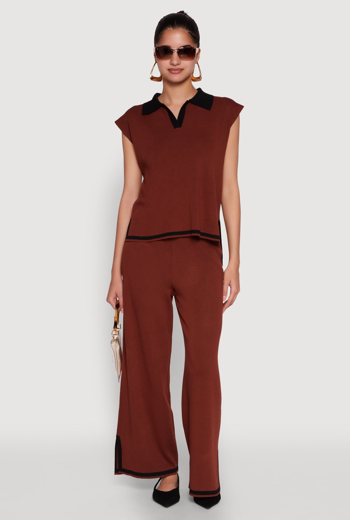 Daisy Contrast Trim Cap Sleeve Blouse