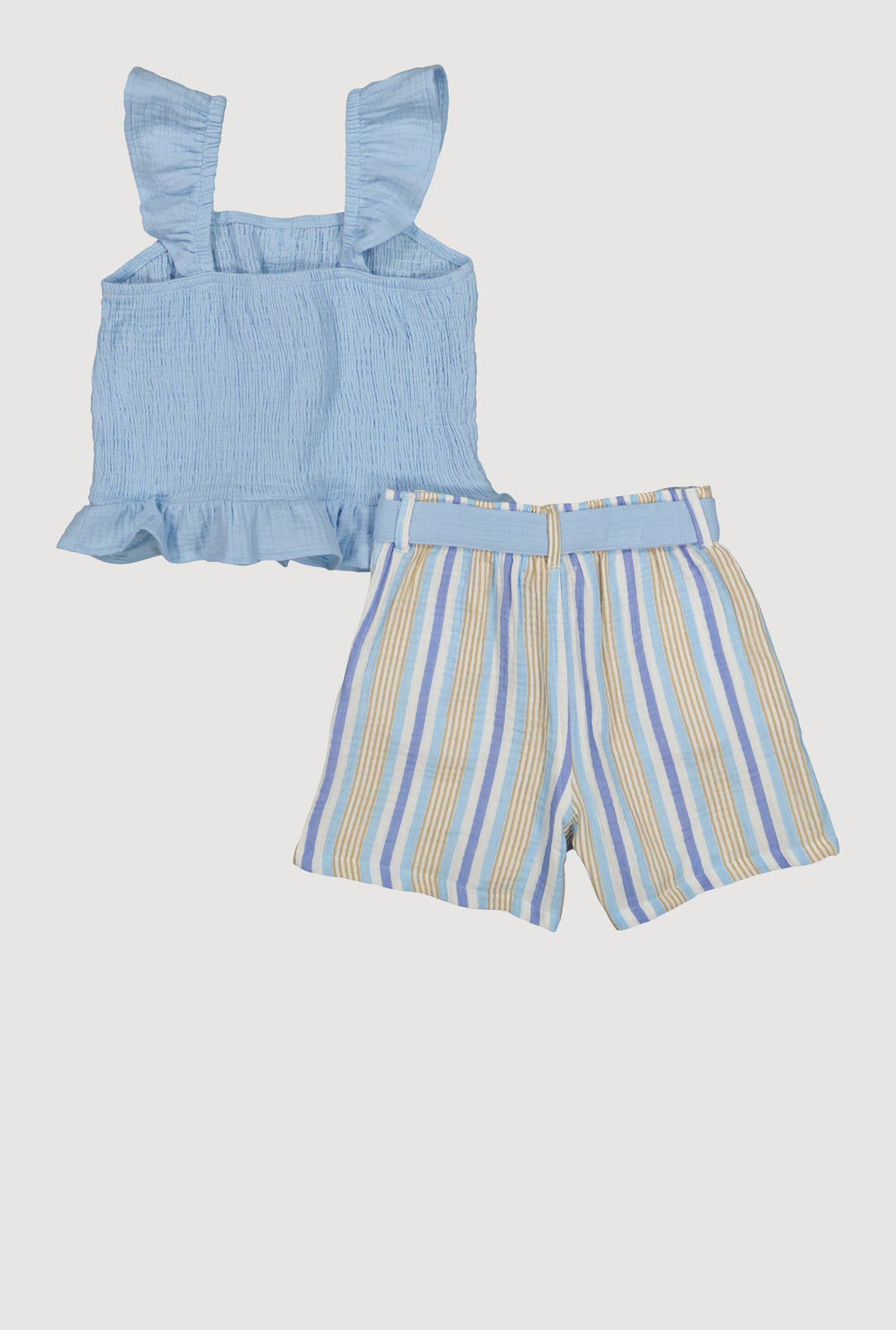 Girls Smocked Peplum Top and Striped Shorts