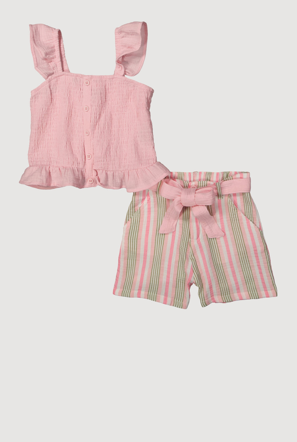 Girls Smocked Peplum Top and Striped Shorts