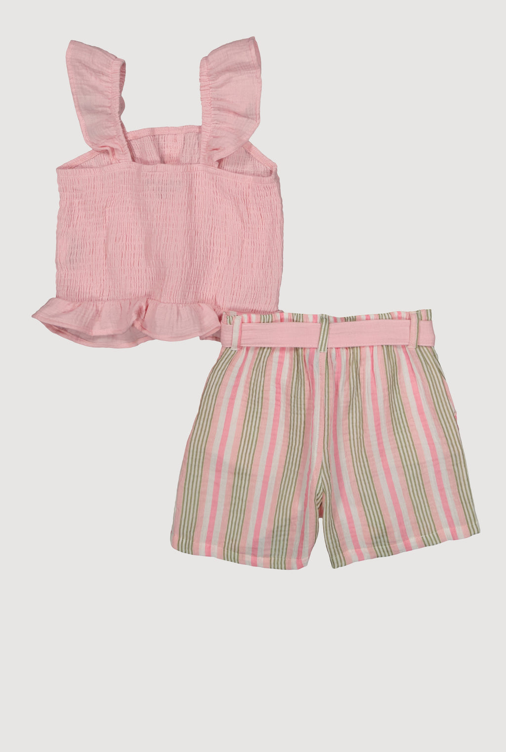Girls Smocked Peplum Top and Striped Shorts