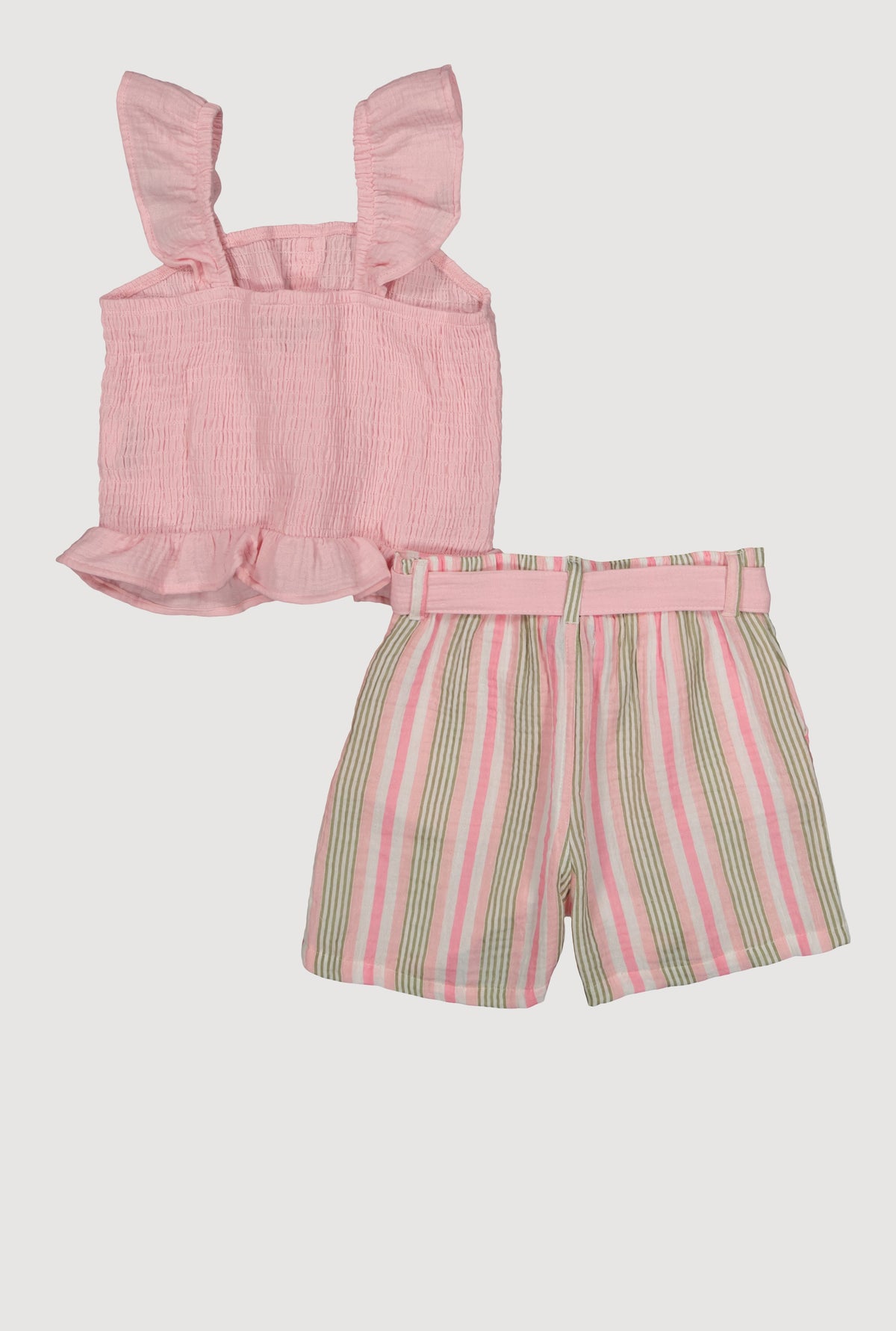 Girls Smocked Peplum Top and Striped Shorts