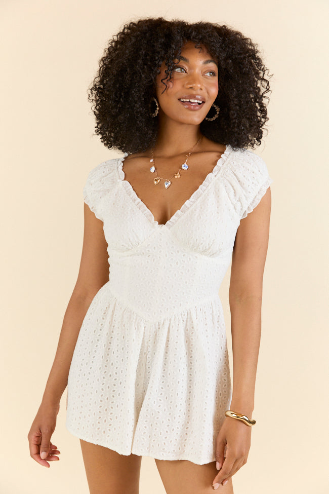 Ever After White Eyelet Romper FINAL SALE