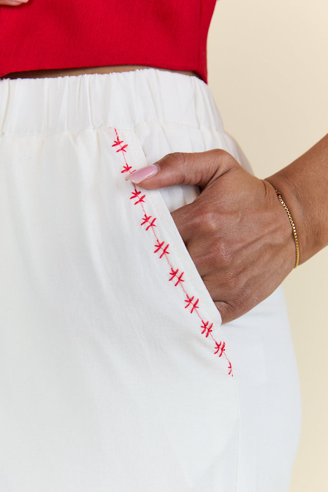 Just Feels Right Off-White Embroidered Pants FINAL SALE