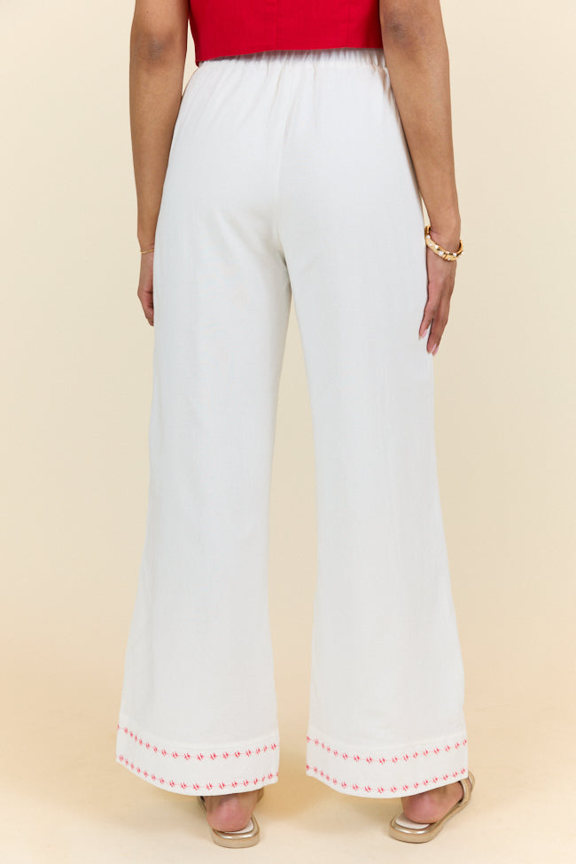 Just Feels Right Off-White Embroidered Pants FINAL SALE