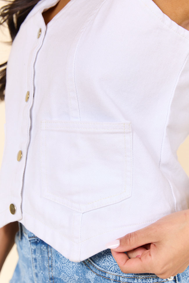 Beneath The Moon White Denim Vest