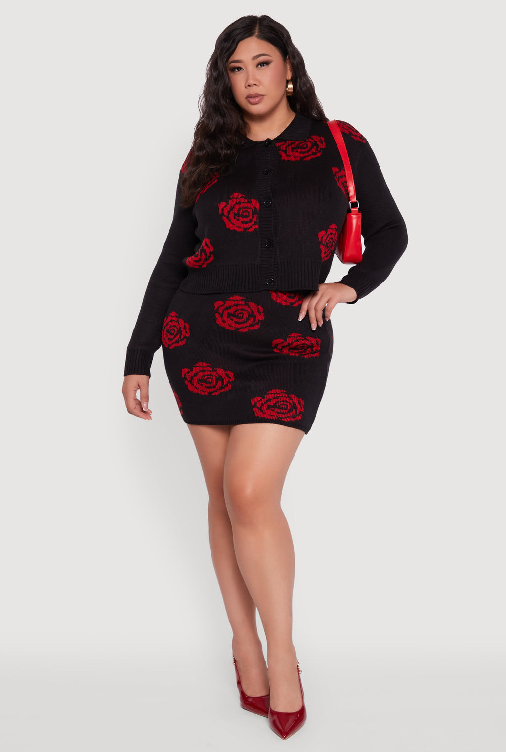 Plus Size High Waisted Floral Patterned Mini Skirt