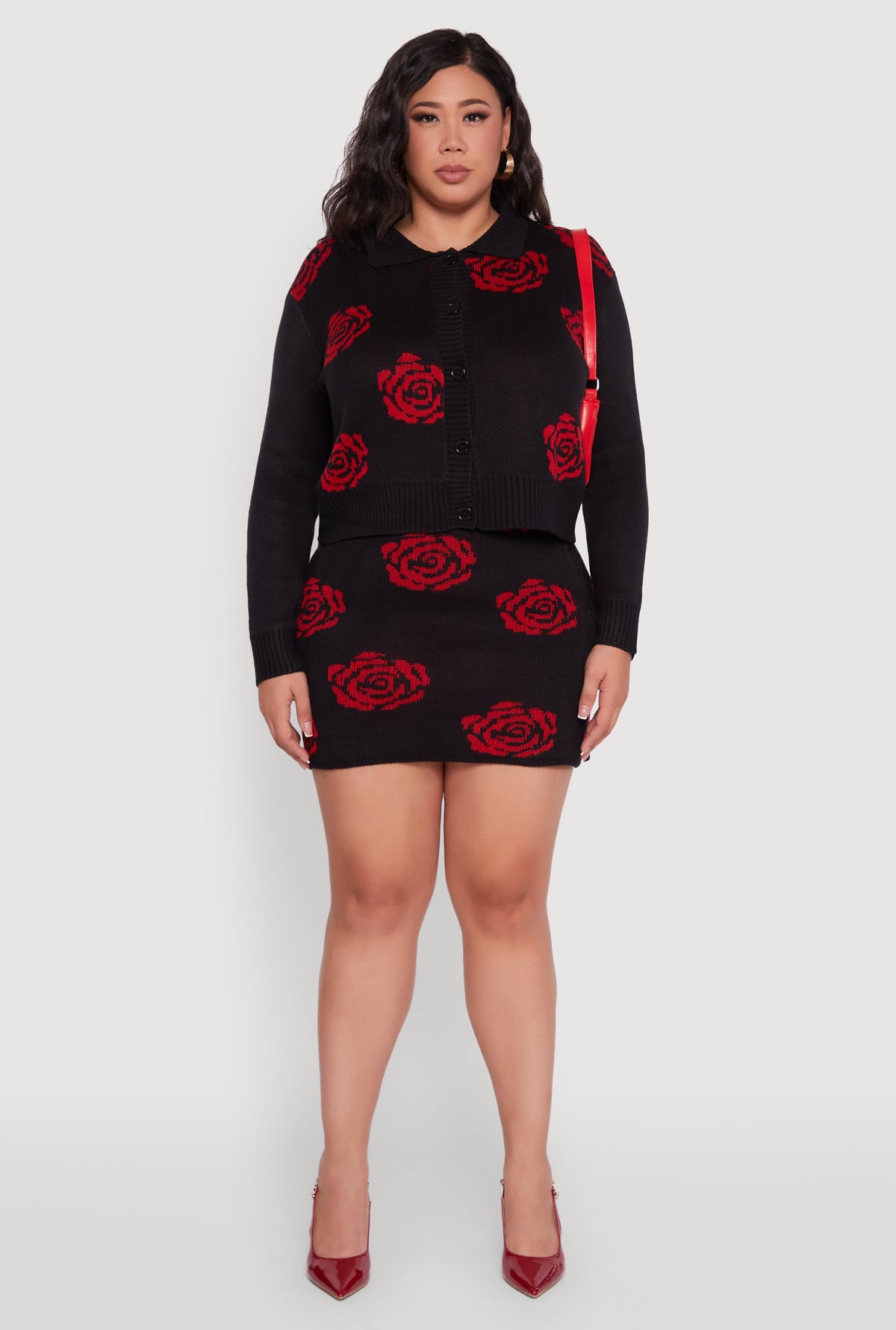 Plus Size High Waisted Floral Patterned Mini Skirt