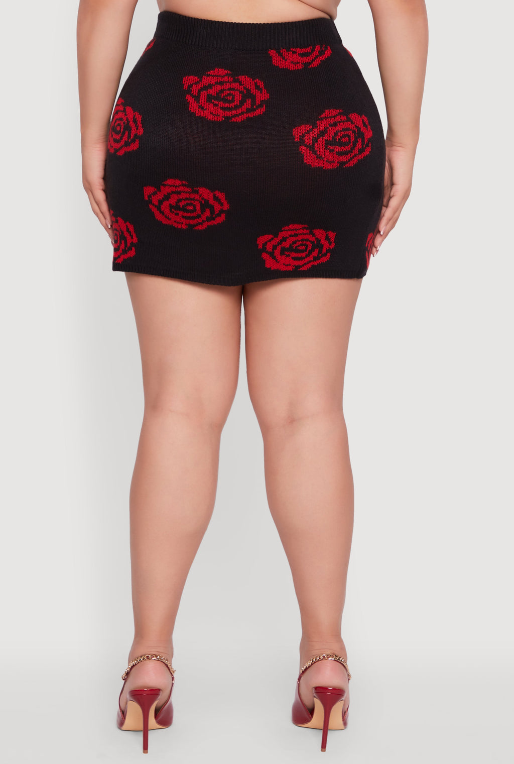 Plus Size High Waisted Floral Patterned Mini Skirt