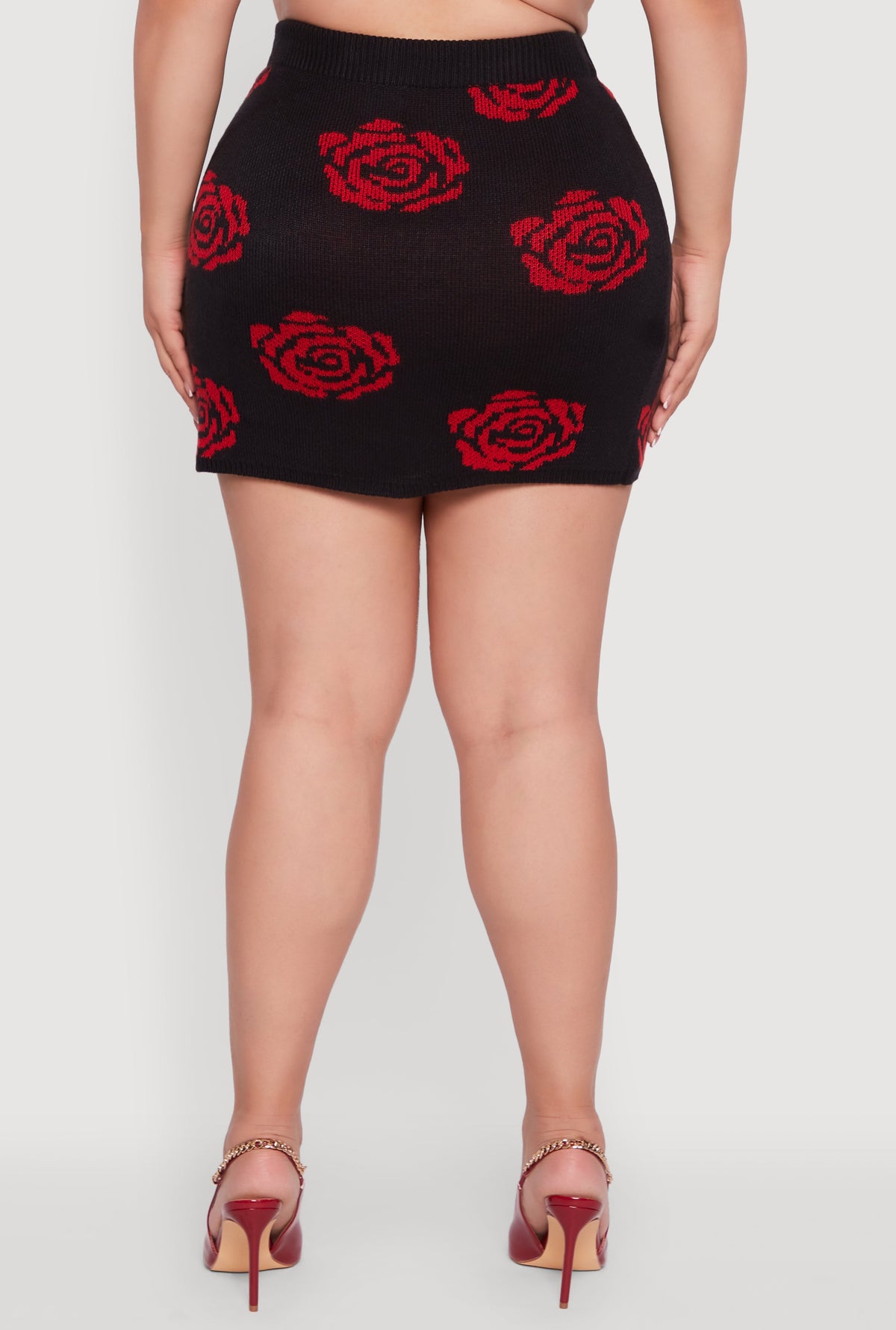 Plus Size High Waisted Floral Patterned Mini Skirt