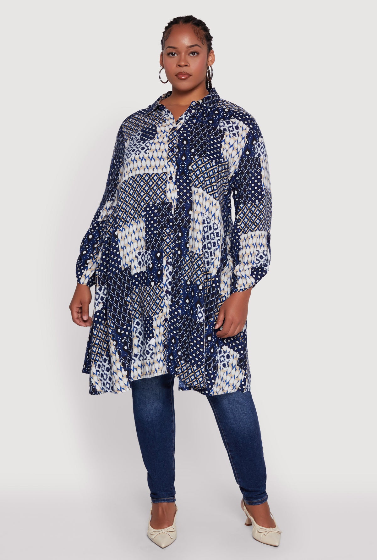 Plus Size Patch Patterned Maxi Top