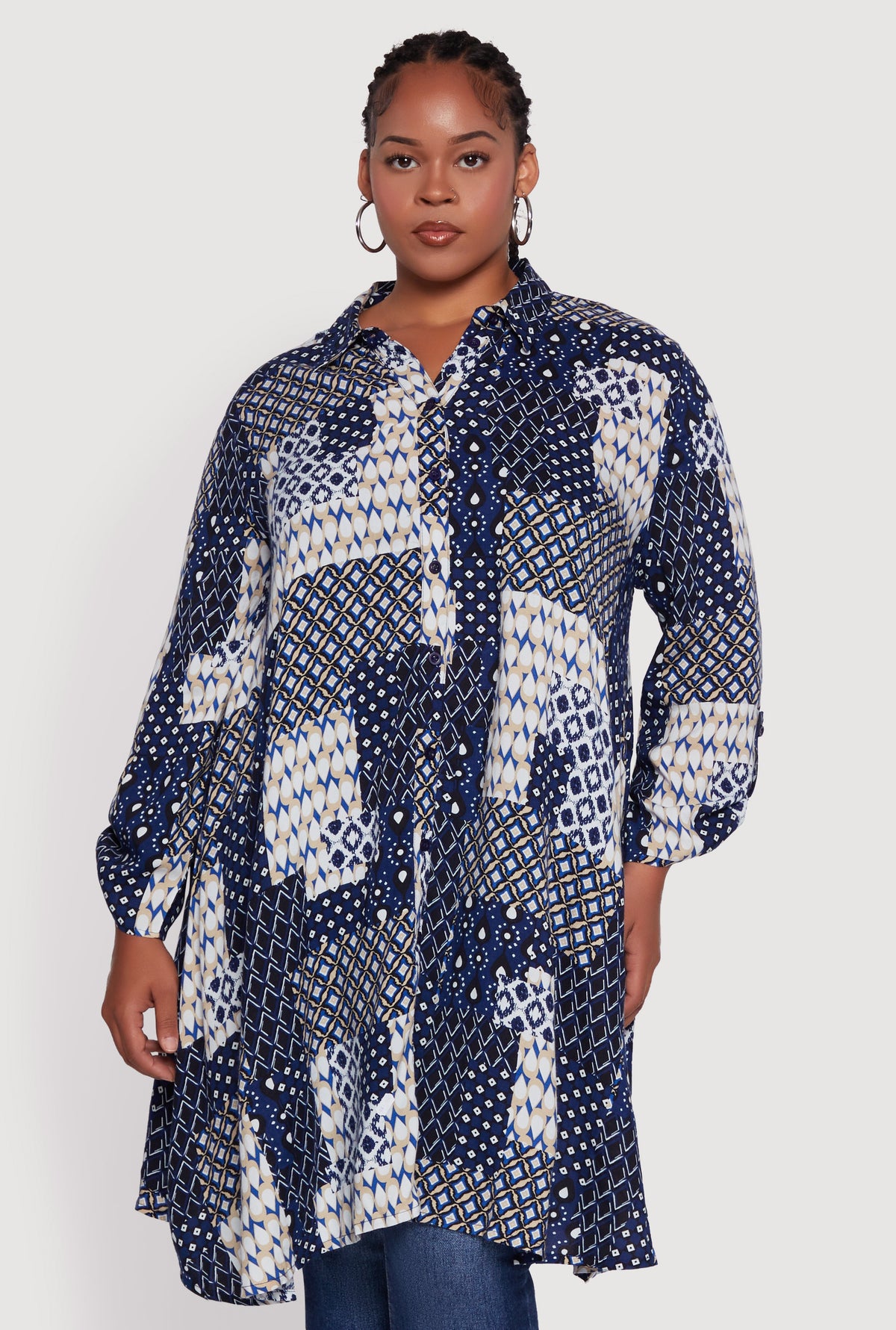 Plus Size Patch Patterned Maxi Top