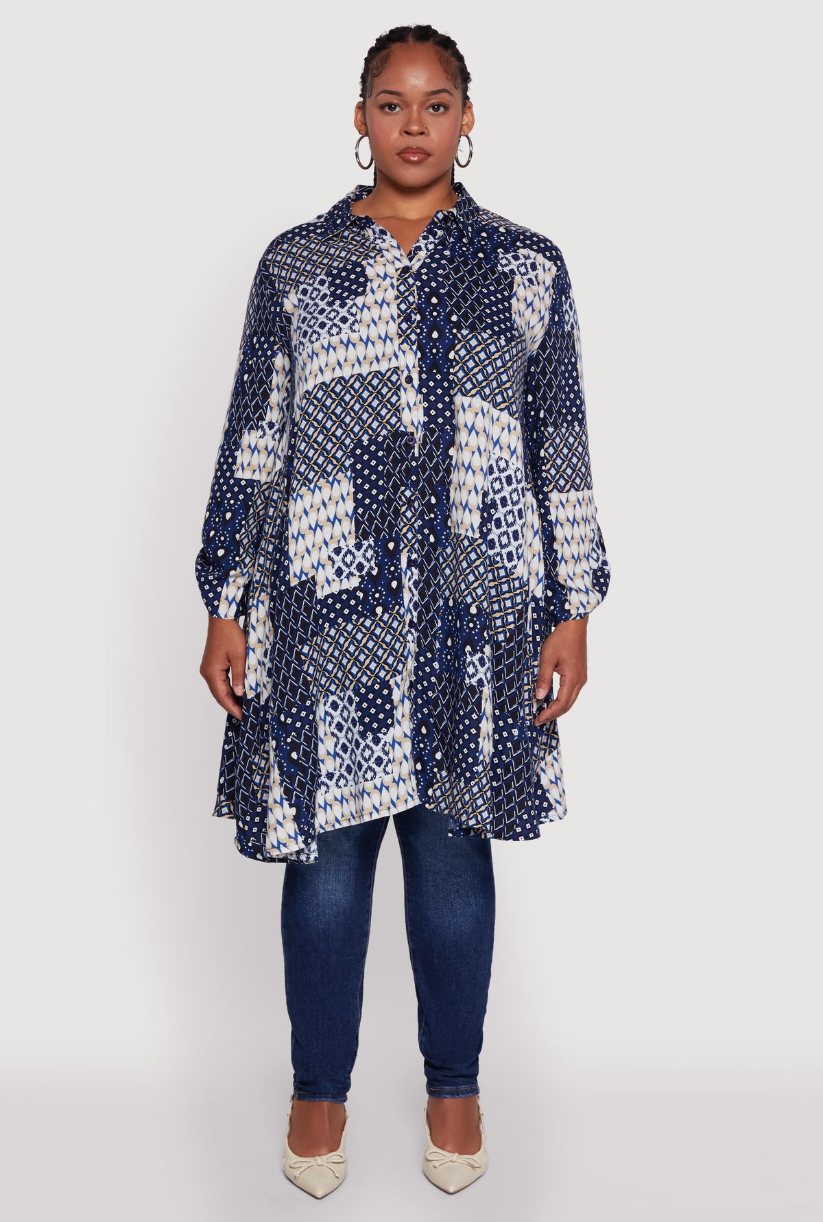 Plus Size Patch Patterned Maxi Top