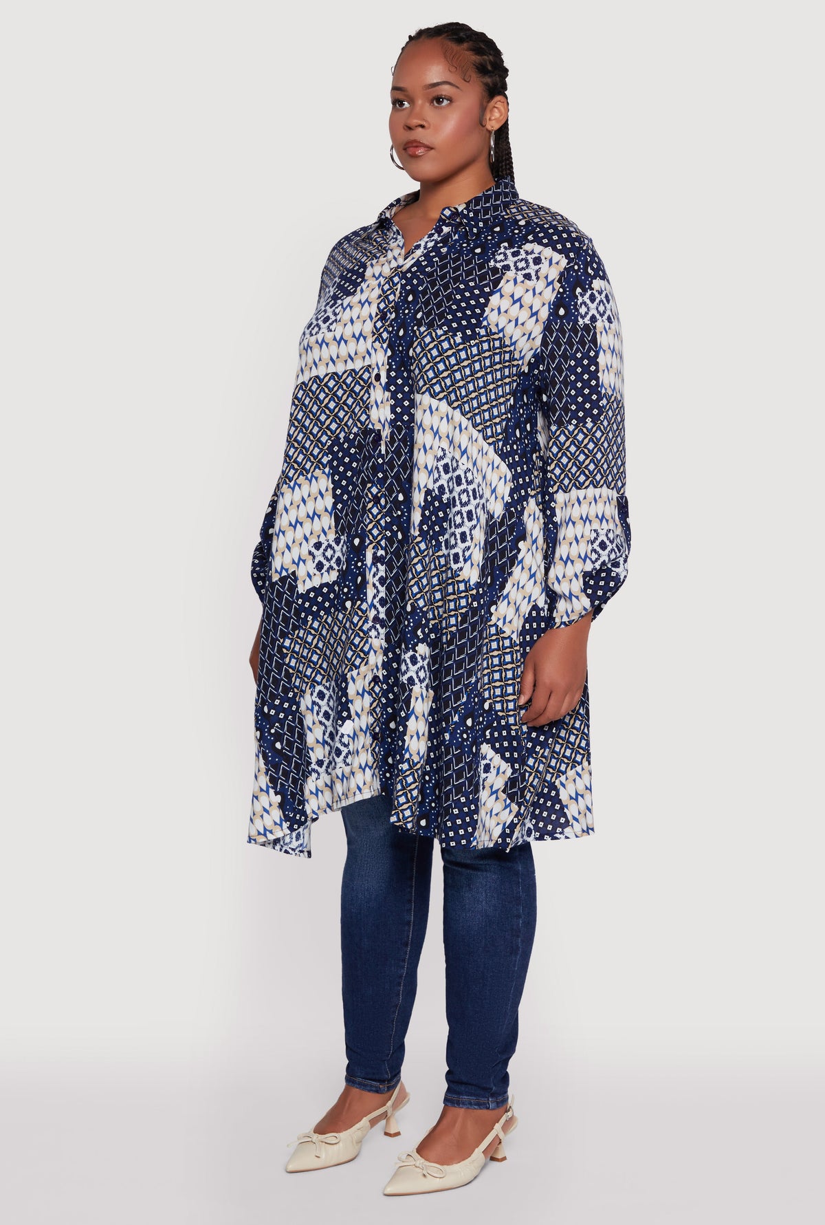 Plus Size Patch Patterned Maxi Top
