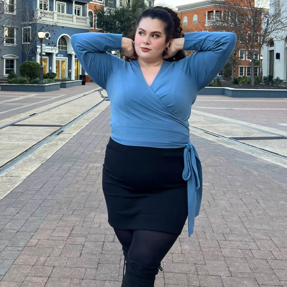 Organic Cotton Wrap Top - Denim