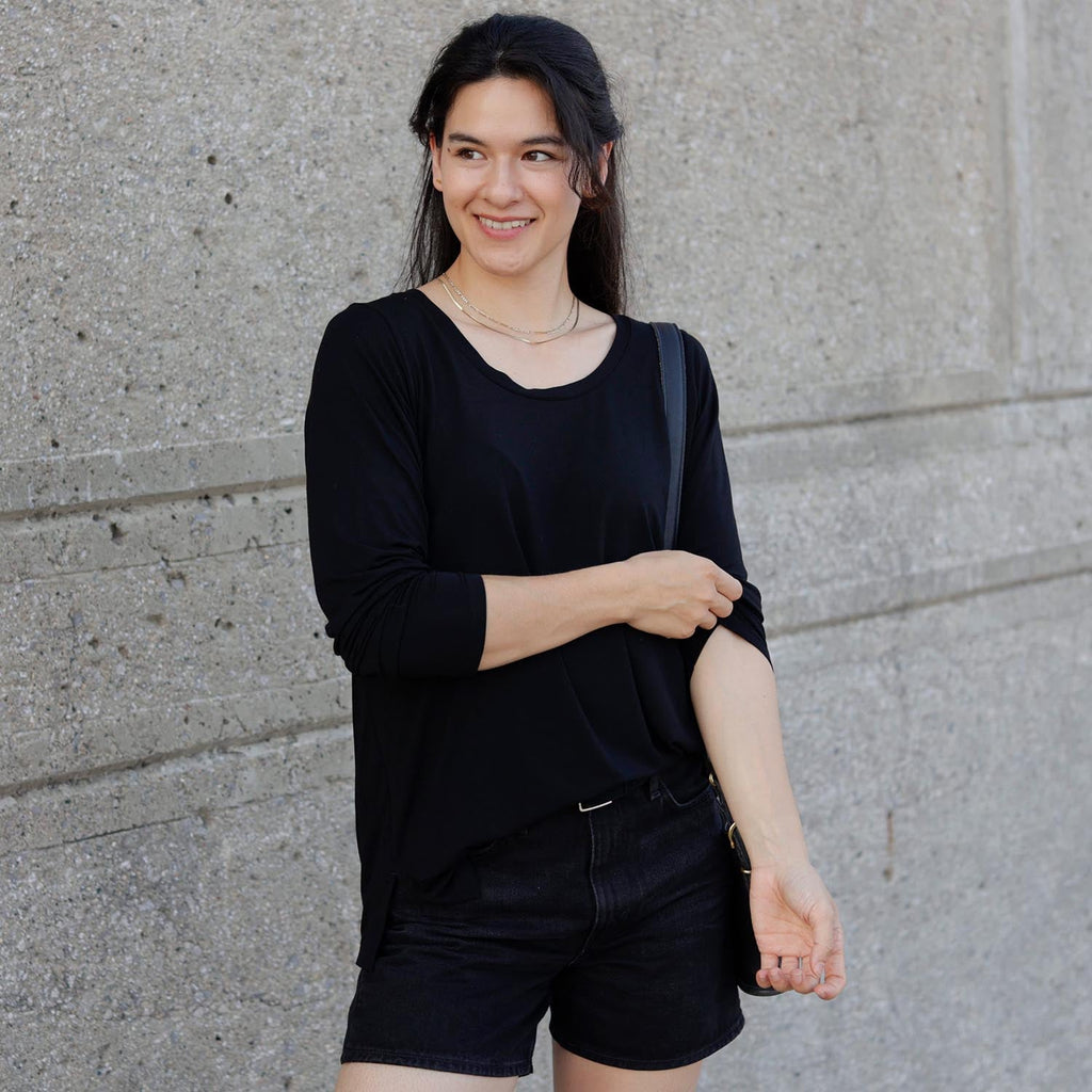 Bamboo Lounge Long Sleeve Top - Black