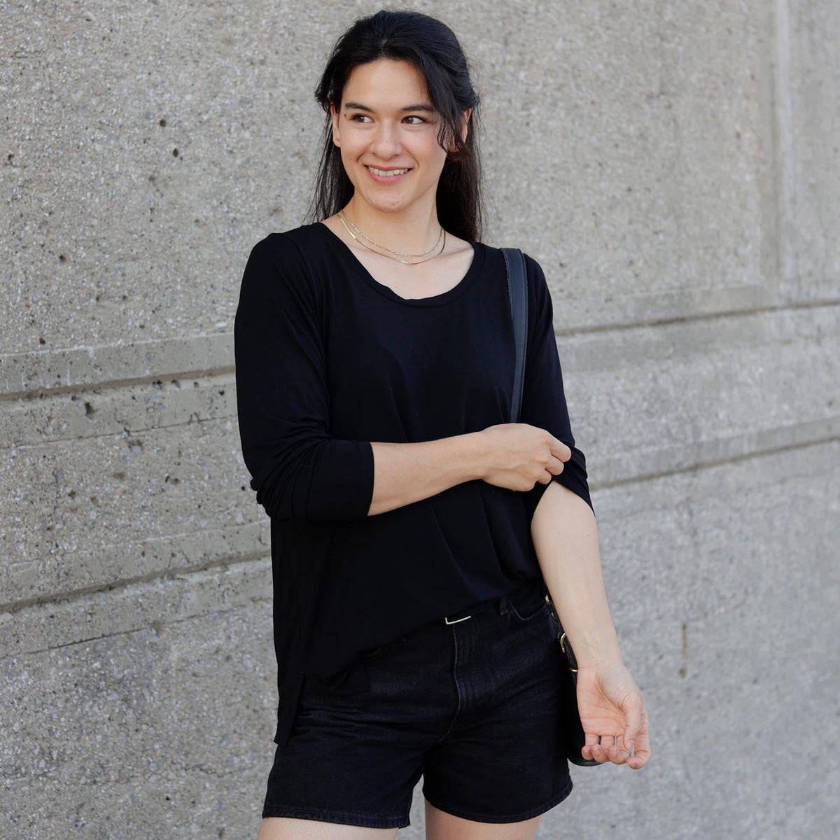 Bamboo Lounge Long Sleeve Top - Black