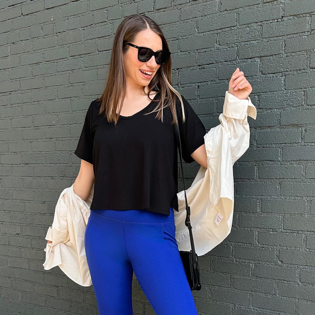 Lightweight Scoop Neck Tee - Black