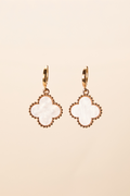 Tilly Clover White Huggie Earrings