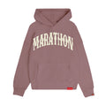 Marathon Vintage Arch Drop Shoulder Hoodie - Mauve/Cream