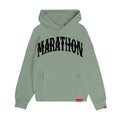 Marathon Vintage Arch Drop Shoulder Hoodie - Sage/Black