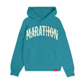 Marathon Vintage Arch Drop Shoulder Hoodie - Teal/Cream