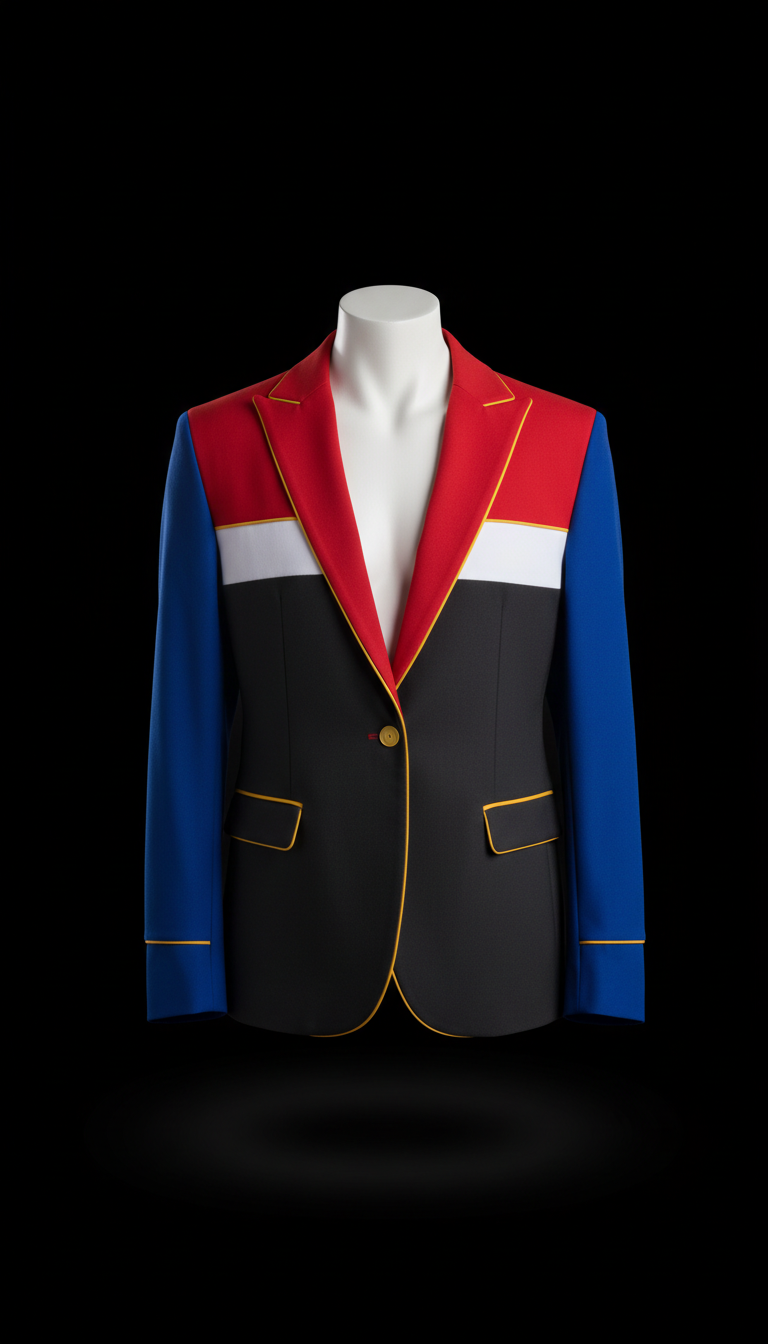 City Blue Contrast-Panel Blazer