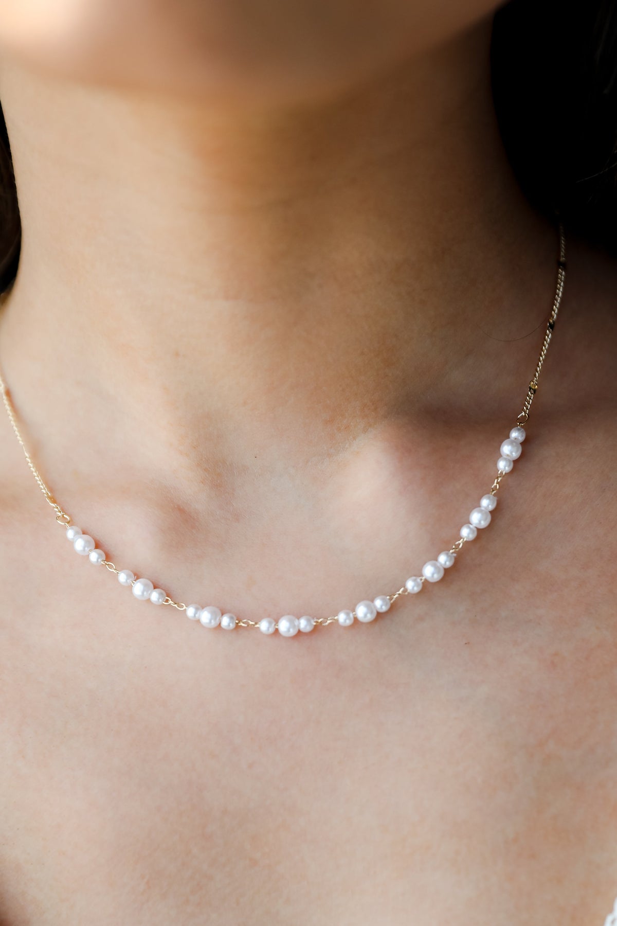 FINAL SALE - Ava Gold Pearl Chain Necklace